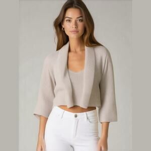 LOFT Womens Sweater Size Small Gold Sparkle Beige Silver Cardigan Ann Taylor NEW